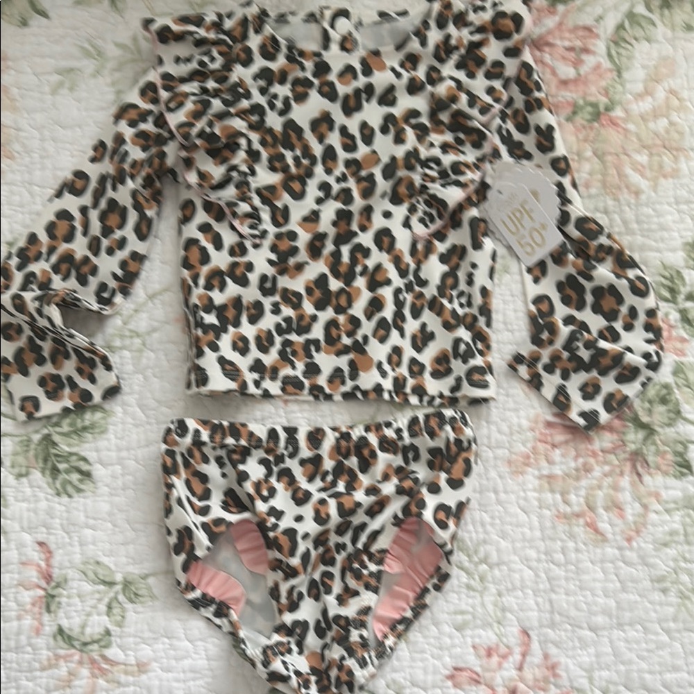 Toddler Leopard Print Two-Piece Swimsuit UPF 50